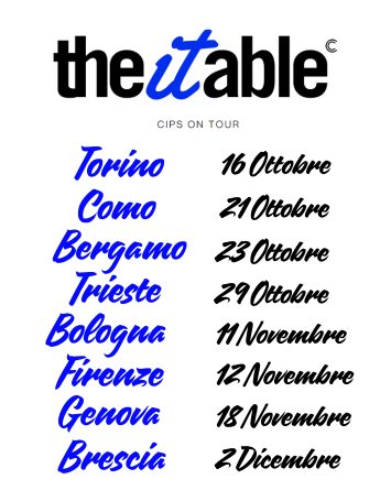 Tabella con le date delle tappe dell'evento itinerante Around the ITAble