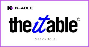 Copertina dell'evento Around the ITable dedicato a N-able con logo di N-able e testo nero e blu su sfondo bianco con riquadro viola